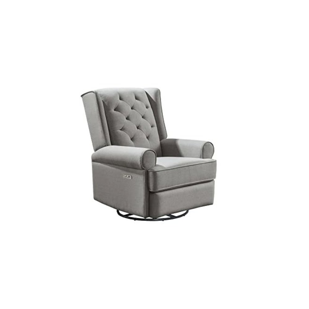 Westwood Design Amelia Traditional Fabric USB Glider and Recliner in Charcoal. Picture 4