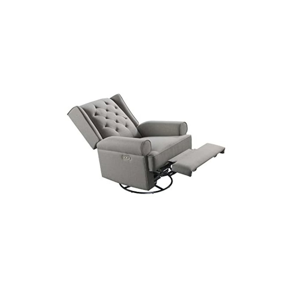 Westwood Design Amelia Traditional Fabric USB Glider and Recliner in Charcoal. Picture 3