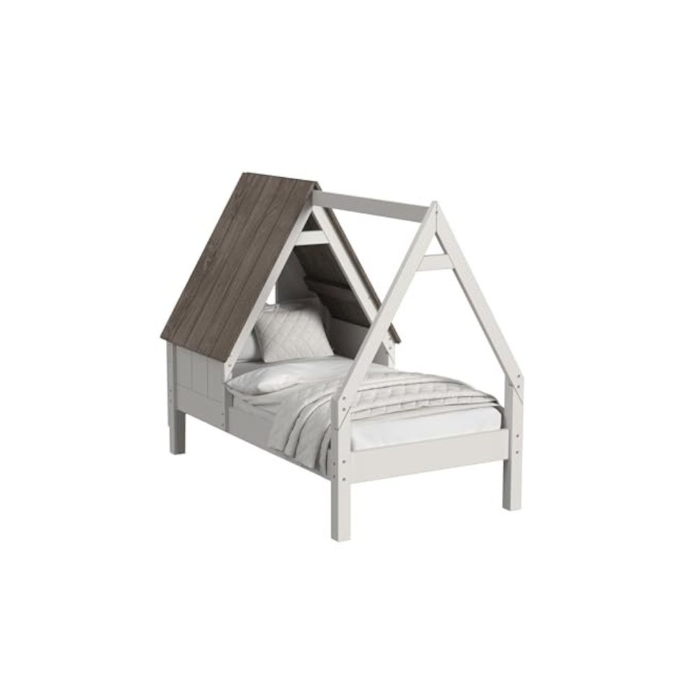 Westwood Design Lodge Wood Complete Twin Bed w/ Half Roof Window - Cookies/Cream. Picture 1