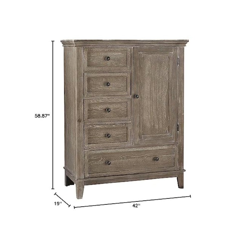 Westwood Design Leland Traditional Wood Chifferobe in Sandwash Gray. Picture 3