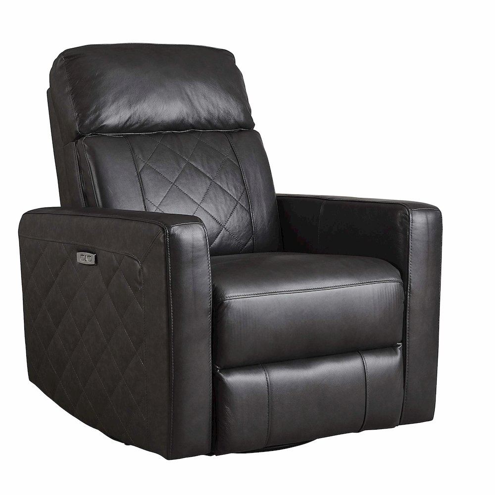 Westwood Design Soho Wood Leather Power-USB Glider Recliner in Oxford Gray. Picture 1