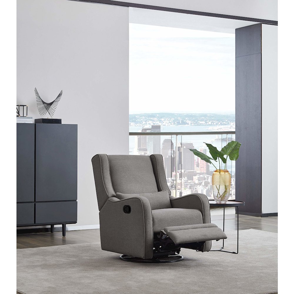 Westwood Design Elsa Fabric Manual Swivel Glider and Recliner in Harbor Gray. Picture 2