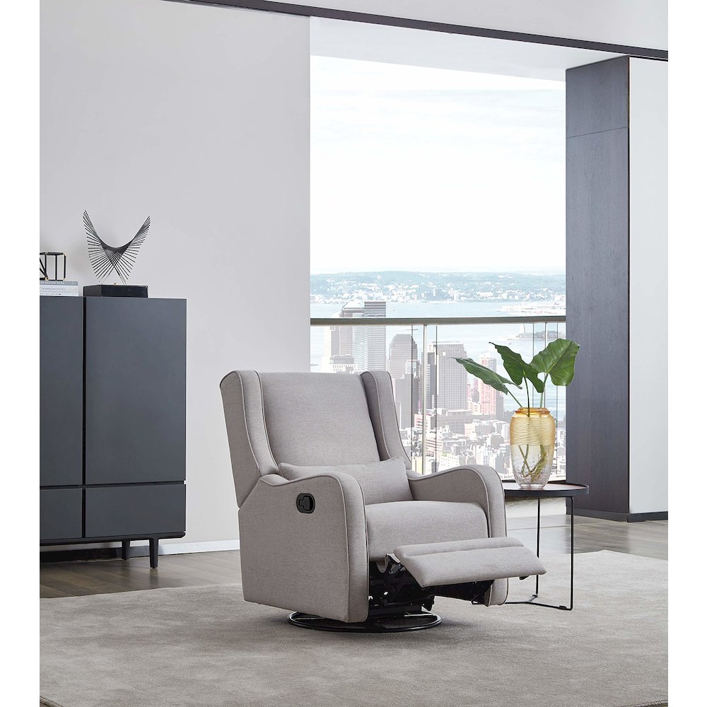 Westwood Design Elsa Fabric Manual Swivel Glider and Recliner in Gray. Picture 2
