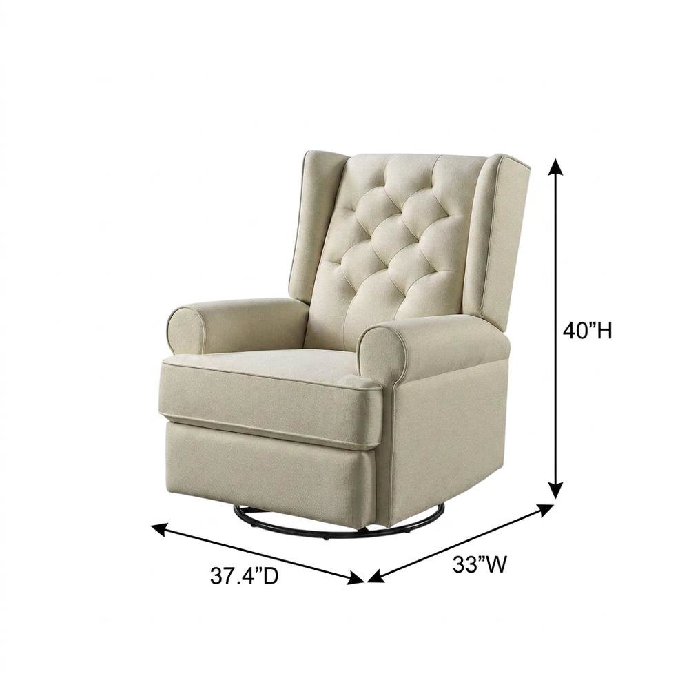 Fabric Glider Recliner Nursery Rocking Chair with USB Port, Traditional, Natural. Picture 5