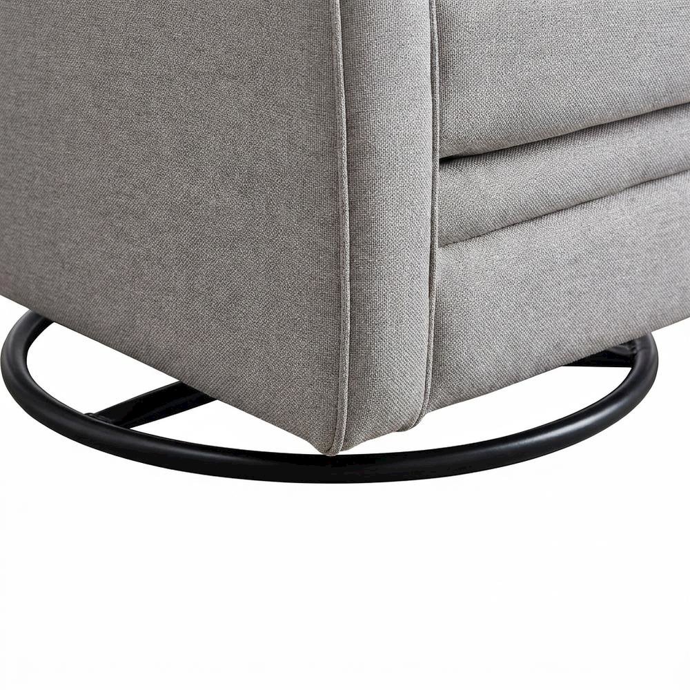 Fabric Swivel Glider Recliner, Manual Nursery Rocking Chair for Bedroom, Gray. Picture 7