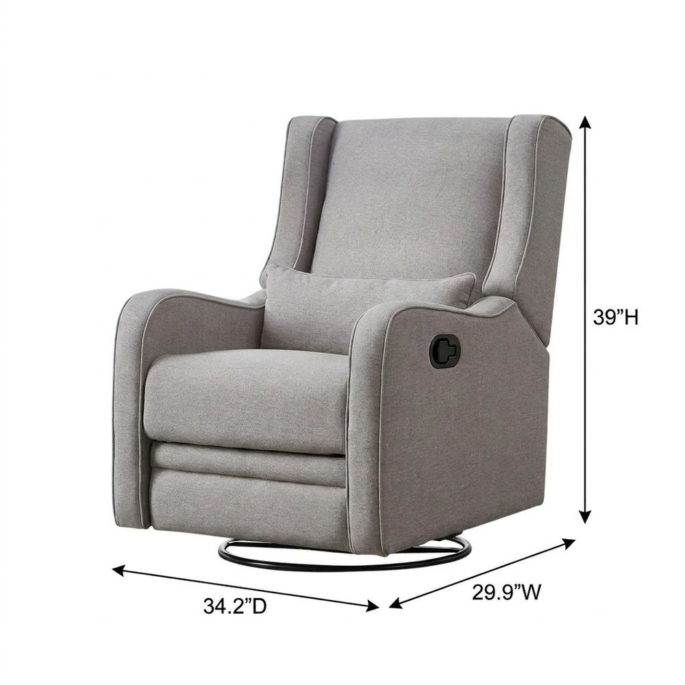 Fabric Swivel Glider Recliner, Manual Nursery Rocking Chair for Bedroom, Gray. Picture 5