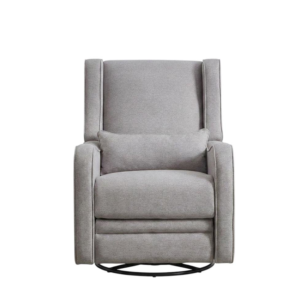 Fabric Swivel Glider Recliner, Manual Nursery Rocking Chair for Bedroom, Gray. Picture 1