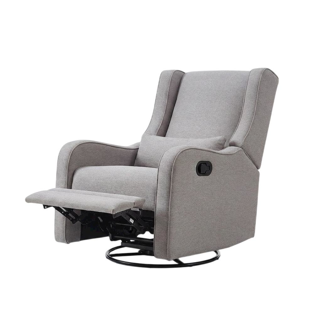 Fabric Swivel Glider Recliner, Manual Nursery Rocking Chair for Bedroom, Gray. Picture 4