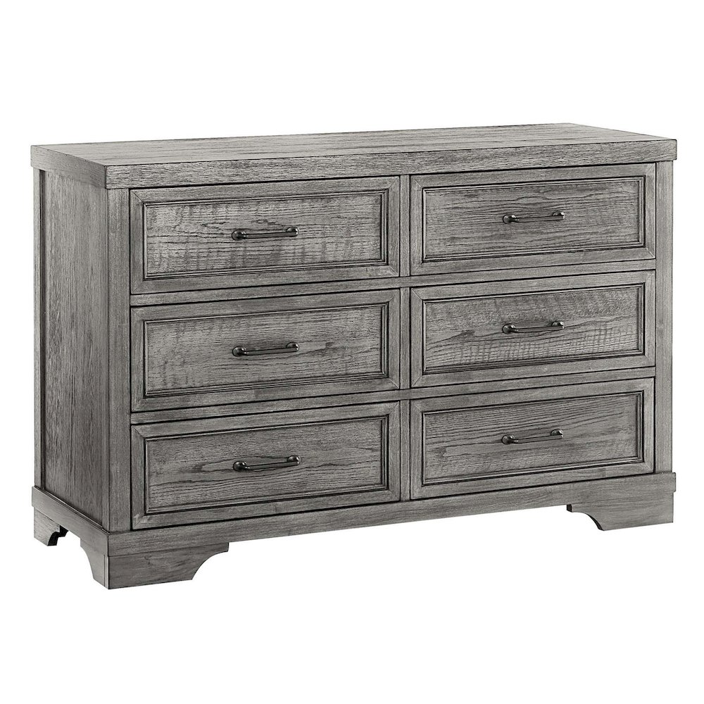 Foundry 6-Drawer Wood Dresser, Brushed Pewter. Picture 1
