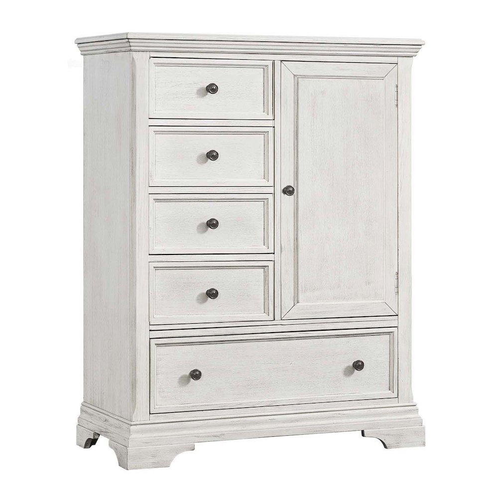 Olivia Wood Chifferobe, Brushed White. Picture 1