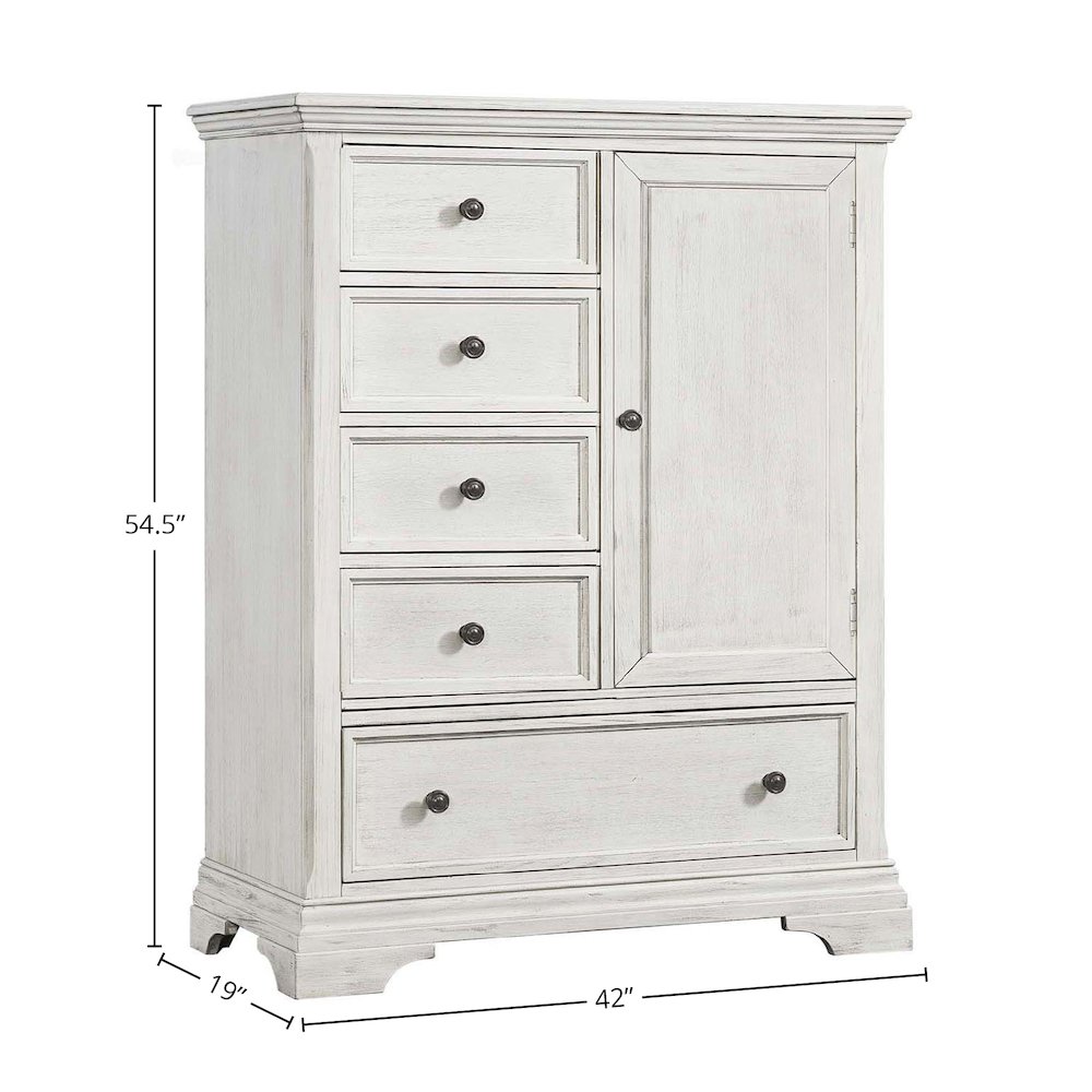Olivia Wood Chifferobe, Brushed White. Picture 3