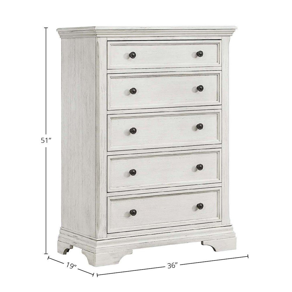 Olivia 5-Drawer Chest, Brushed White. Picture 2