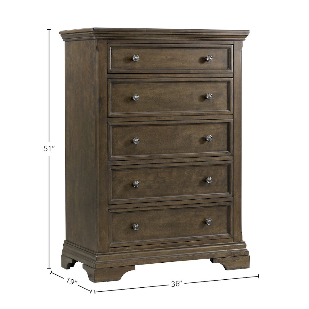 Olivia 5-Drawer Chest, Rosewood. Picture 2