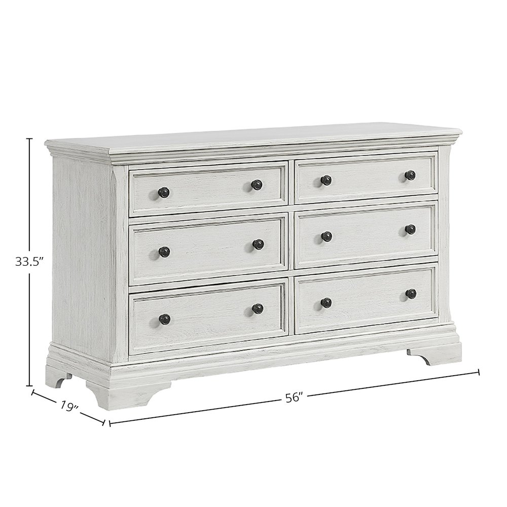 Olivia 6-Drawer Dresser, Brushed White. Picture 2