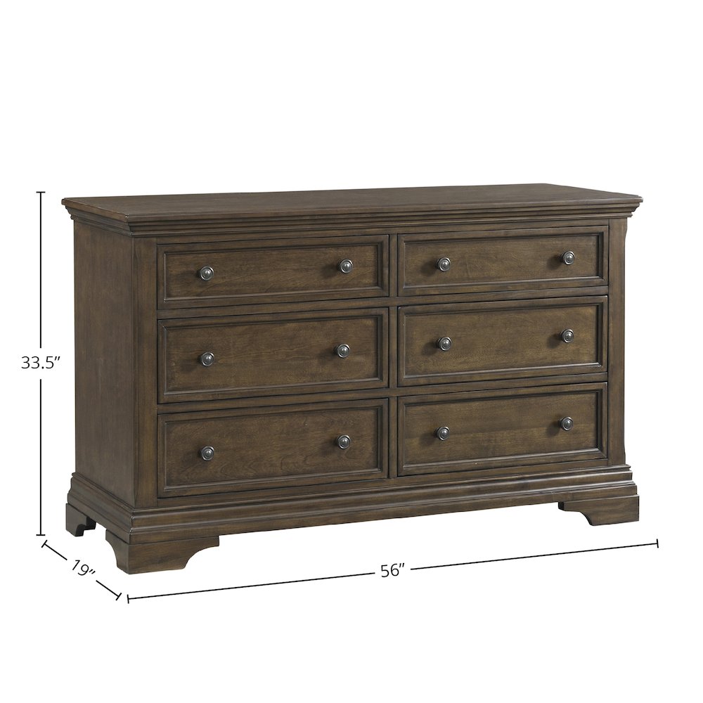 Olivia 6-Drawer Dresser, Rosewood. Picture 2