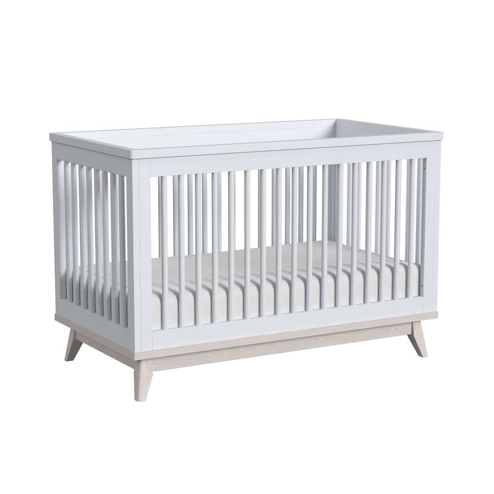 Westwood Design Rowan Modern Wood Cottage Crib in Ash Linen White Finish. Picture 1