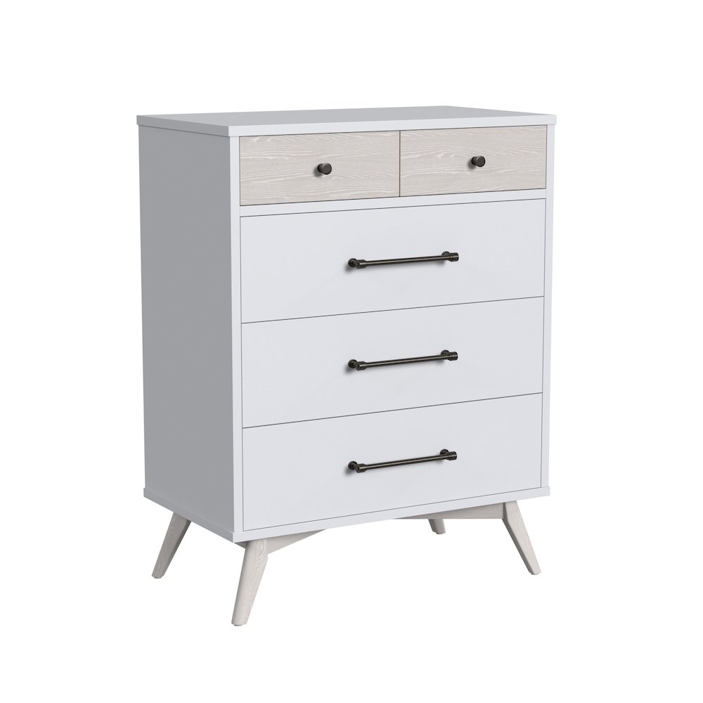 Westwood Design Rowan 4-Drawer Modern Wood Chest in Ash Linen White Finish. Picture 1