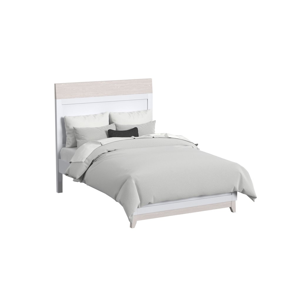 Westwood Design Rowan Modern Wood Complete Full Bed in Ash Linen White. Picture 1