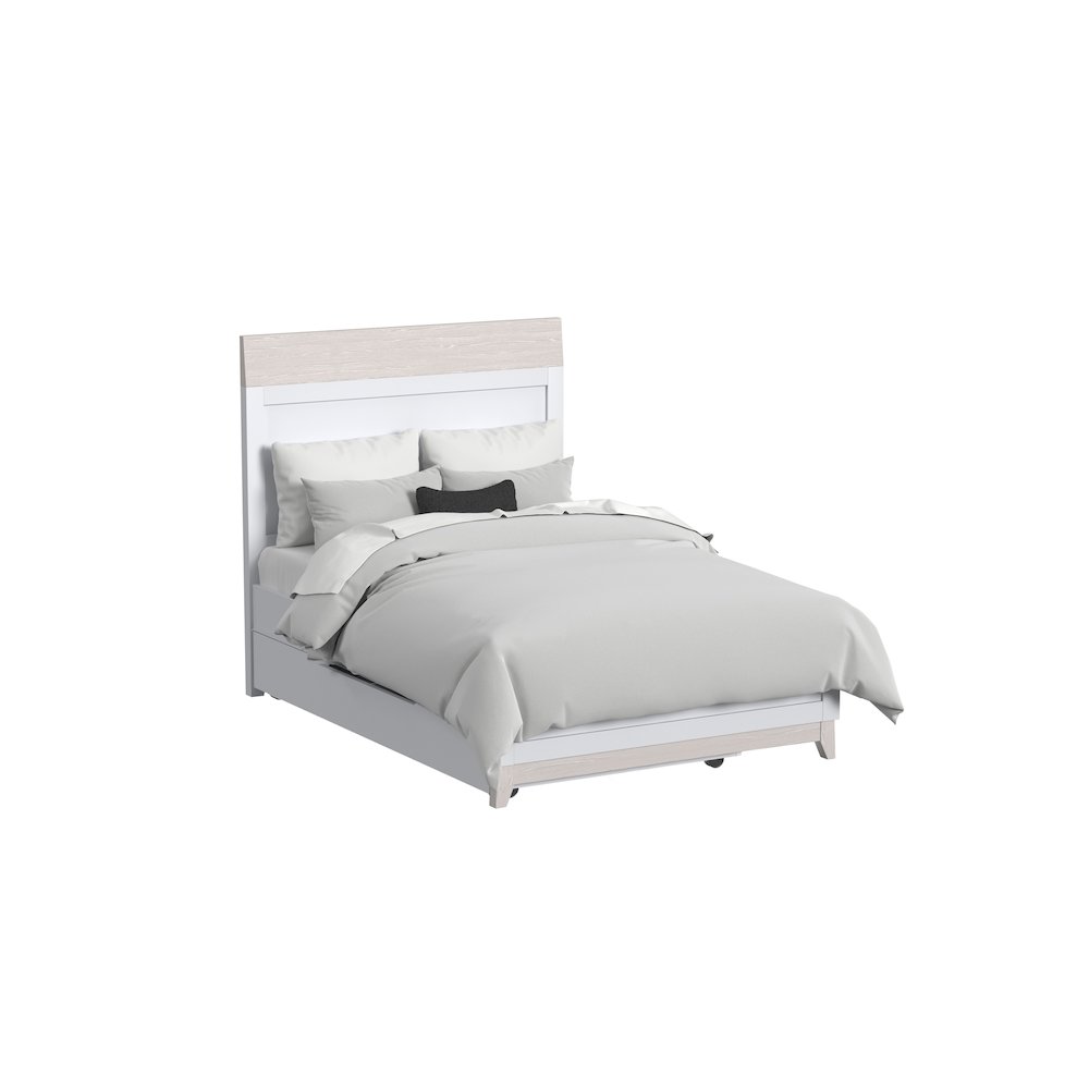 Westwood Design Rowan Modern Wood Complete Full Bed in Ash Linen White. Picture 2