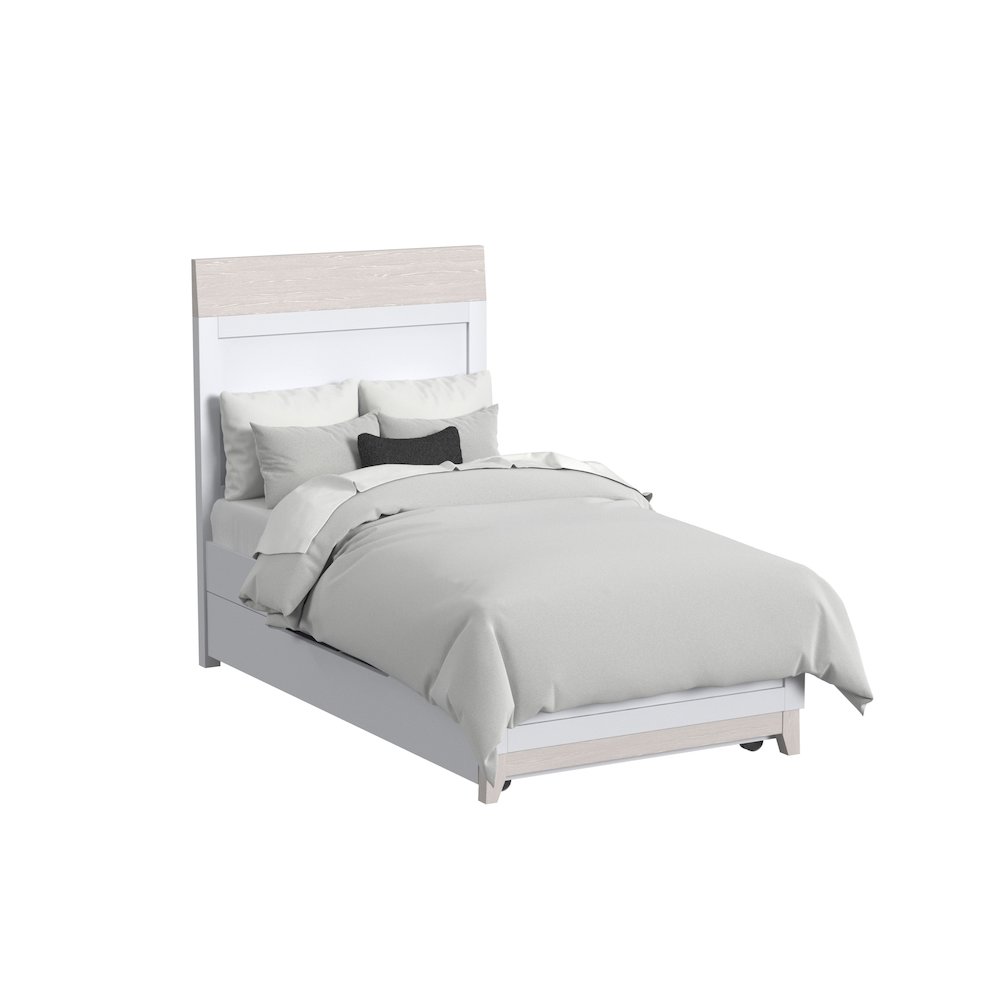 Westwood Design Rowan Modern Wood Complete Twin Bed in Ash Linen White. Picture 3