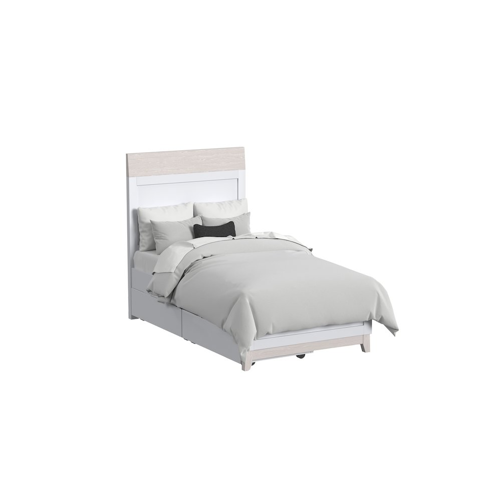 Westwood Design Rowan Modern Wood Complete Twin Bed in Ash Linen White. Picture 2