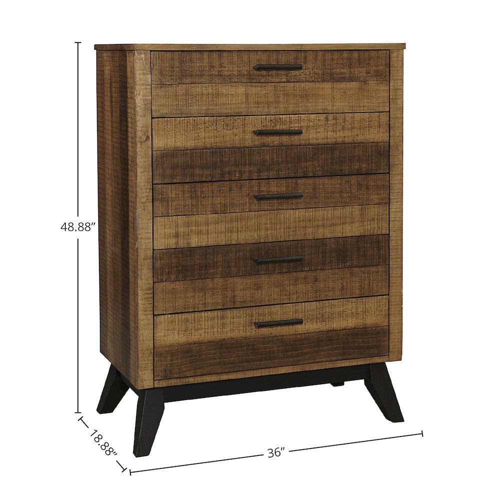 Urban Rustic 5-Drawer Chest, Brushed Wheat. Picture 2