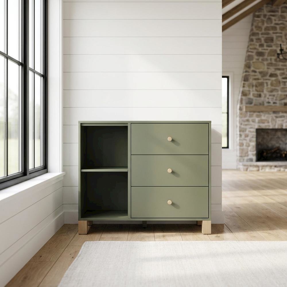 California 3 Drawer Combo Dresser - Olive with Driftwood. Picture 3