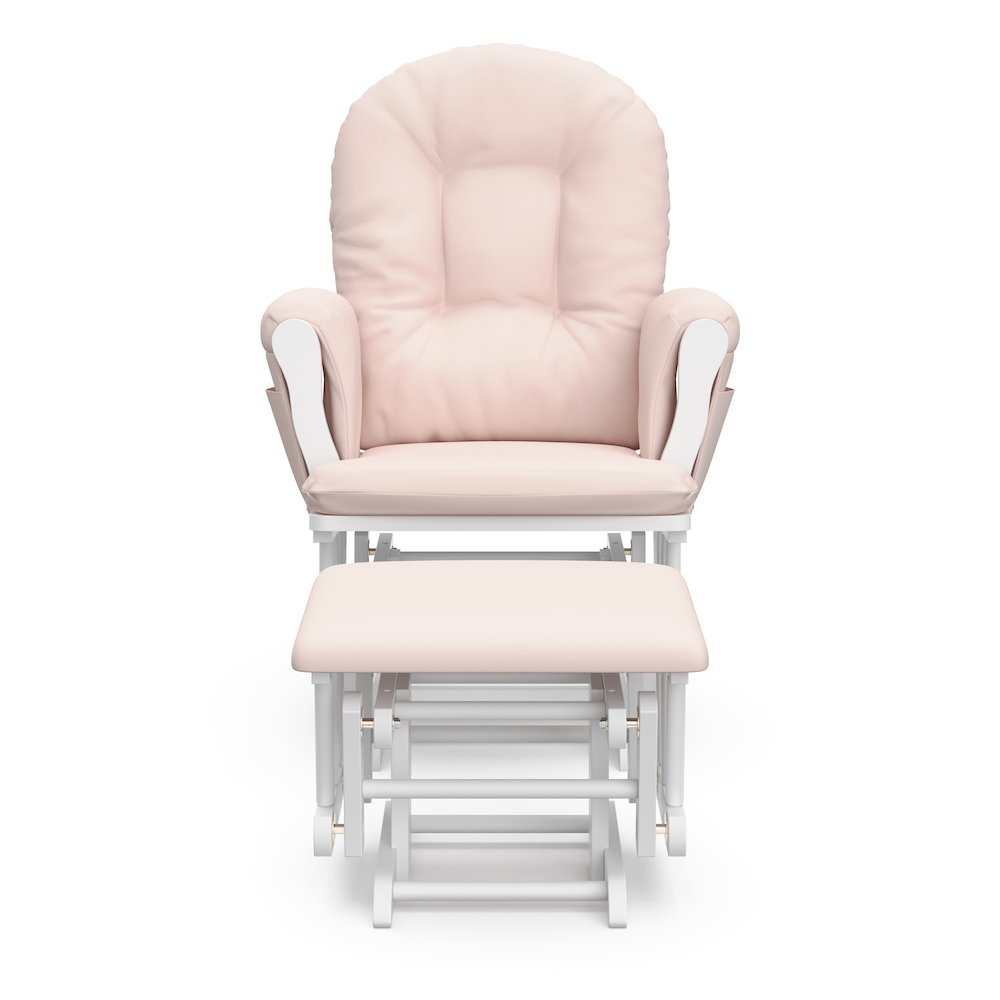 Storkcraft Hoop Glider and Ottoman - White with Pink. Picture 4