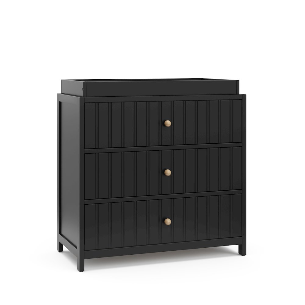 Graco Teddi 3 Drawer Chest with Changing Table Topper (Black). Picture 1