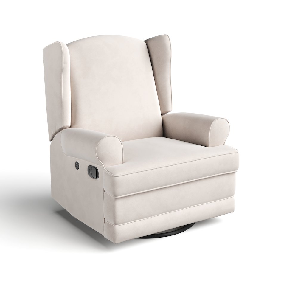Storkcraft Serenity Wingback Upholstered Recliner Glider - Ivory. Picture 1