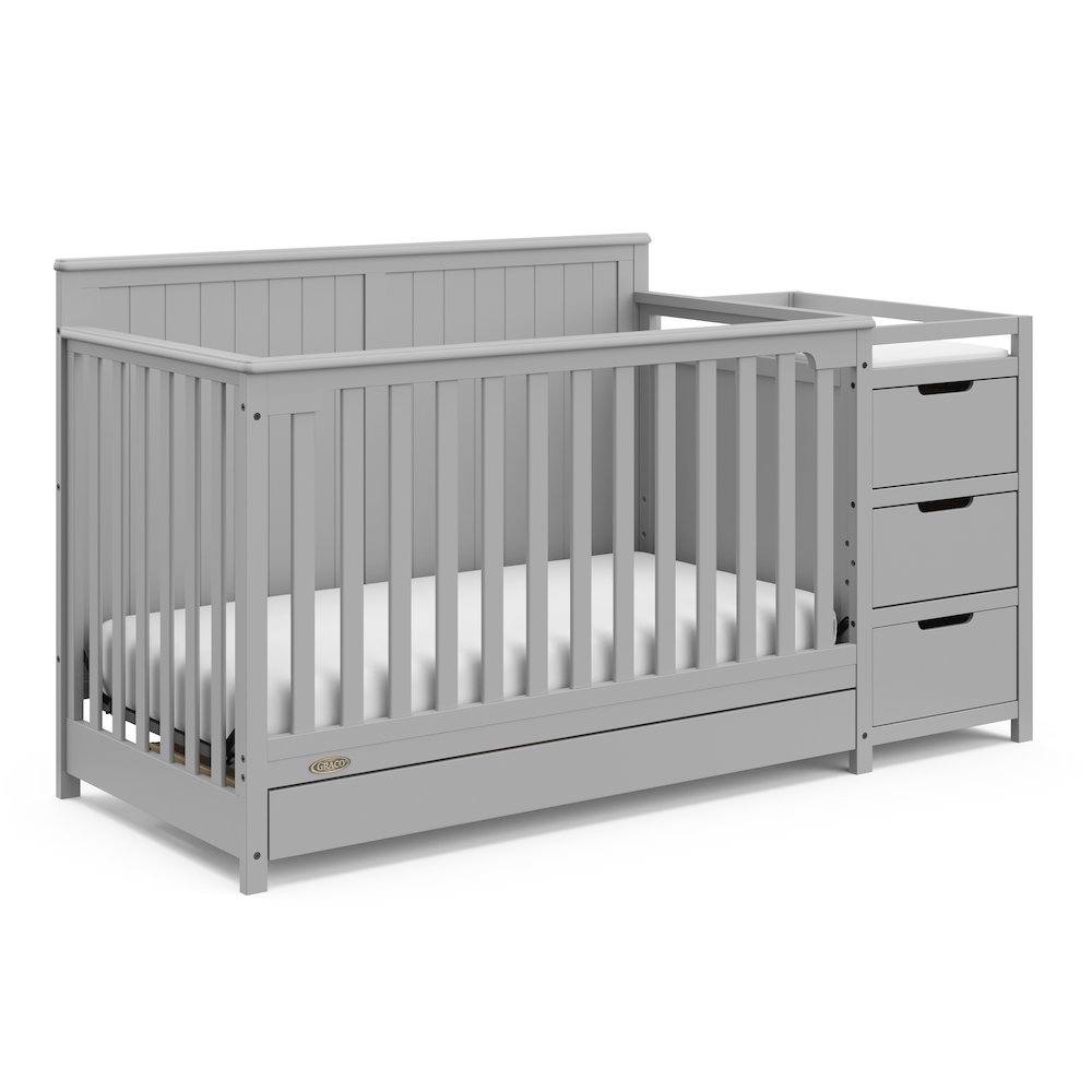 Graco Hadley 5-in-1 Convertible Crib and Changer with Drawer (Pebble Gray). Picture 4