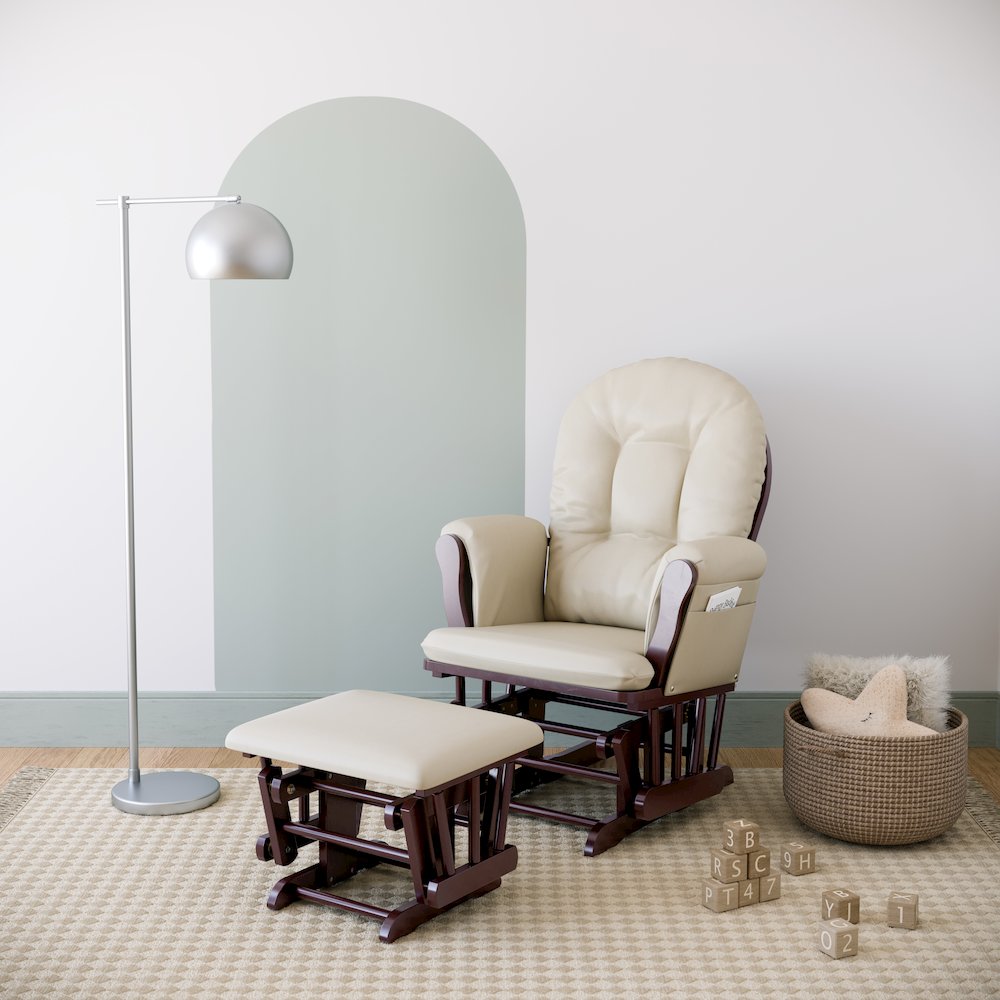 Storkcraft Hoop Glider and Ottoman - Espresso with Beige. Picture 2