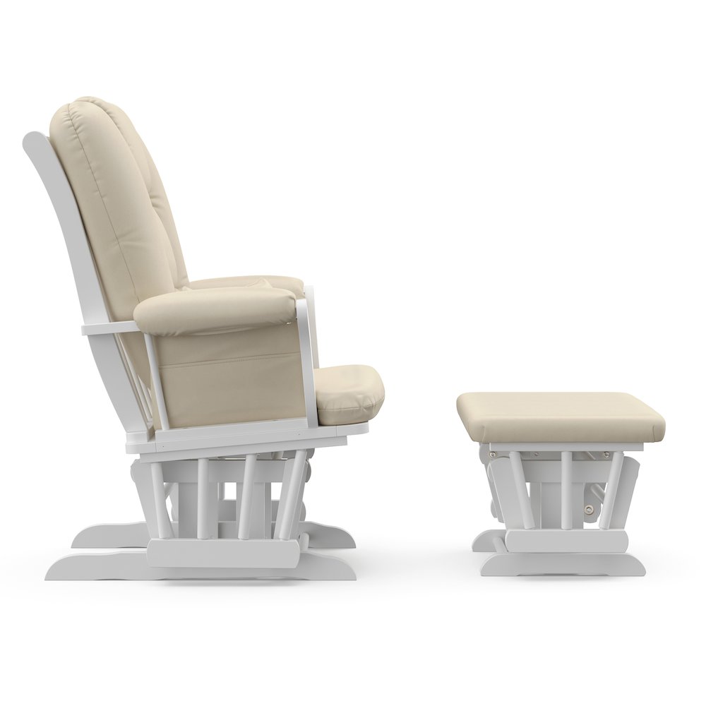 Tuscany Glider & Ottoman - White with Beige. Picture 8