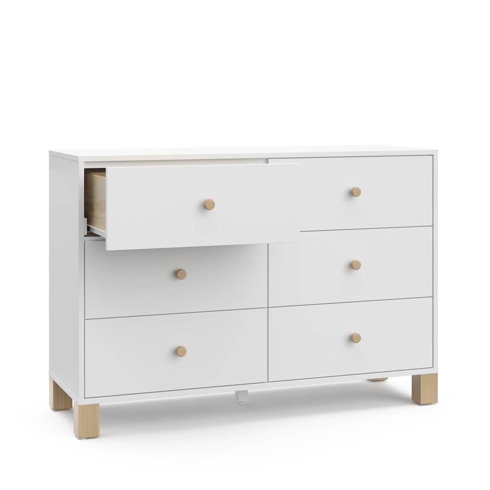 Storkcraft California 6-Drawer Double Dresser (White with Driftwood). Picture 5