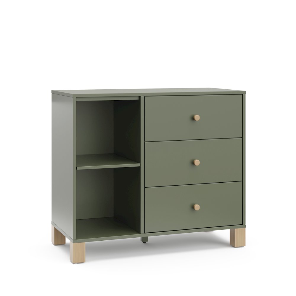 California 3 Drawer Combo Dresser - Olive with Driftwood. Picture 1