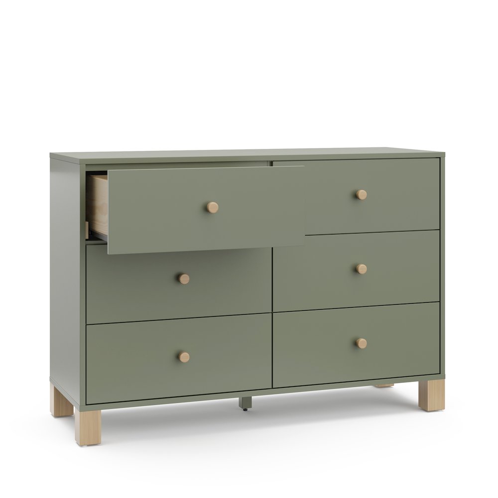 Storkcraft California 6-Drawer Double Dresser (Olive with Driftwood). Picture 5
