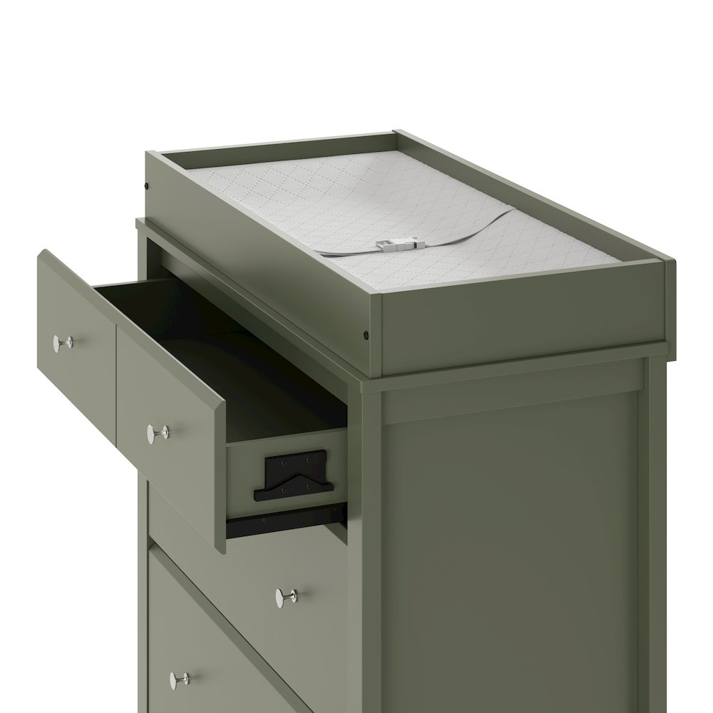 Horizon 3 Drawer Chest with Changing Topper - Olive. Picture 8