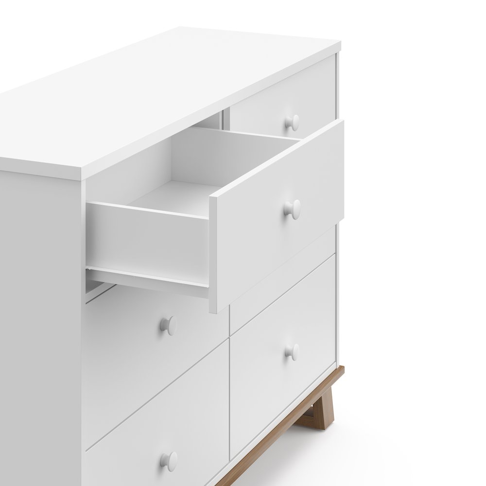 Storkcraft Modern 6 Drawer Dresser (White with Vintage Driftwood). Picture 6