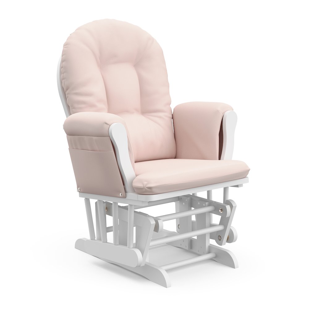 Storkcraft Hoop Glider and Ottoman - White with Pink. Picture 6