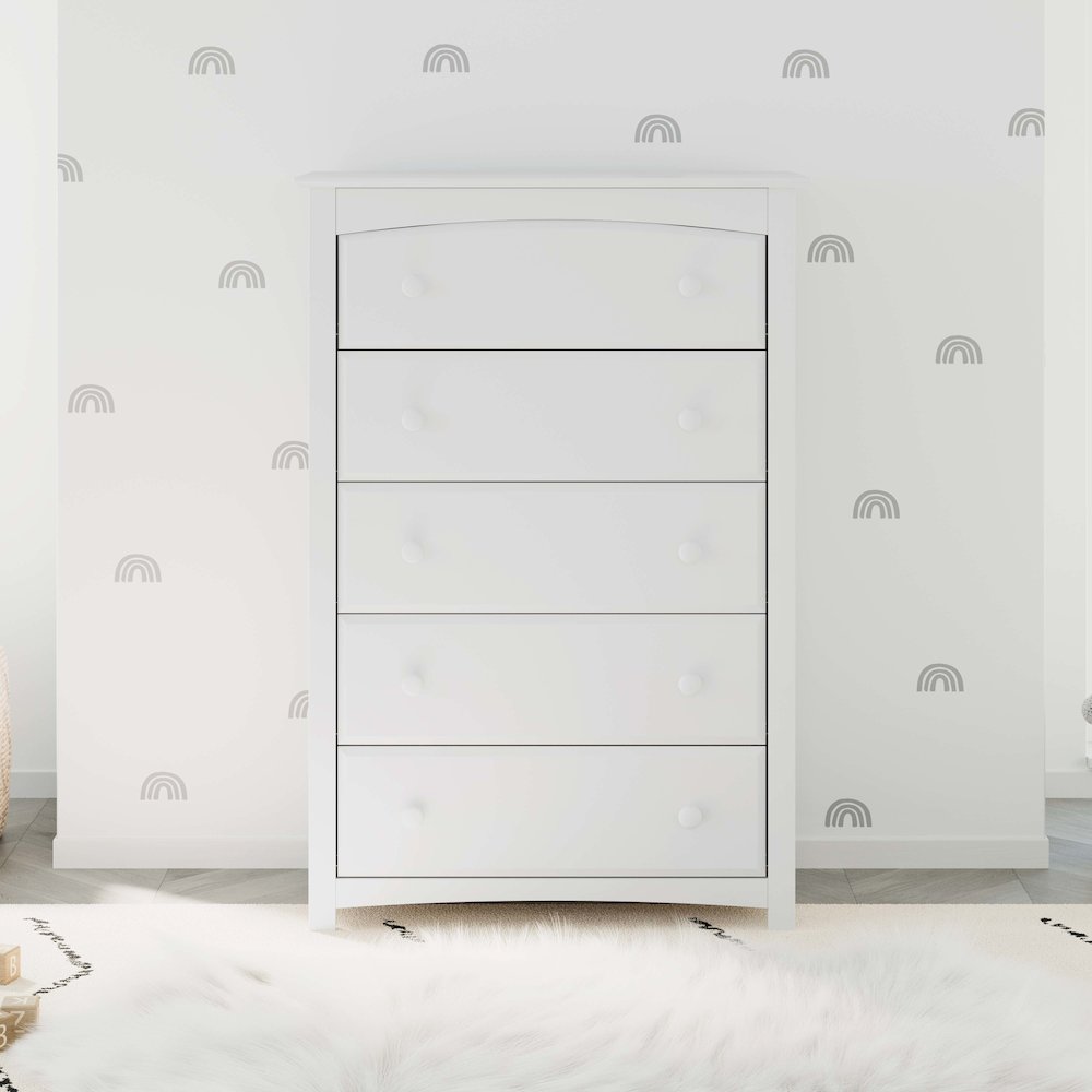 Kenton 5 Drawer Universal Dresser - White. Picture 2
