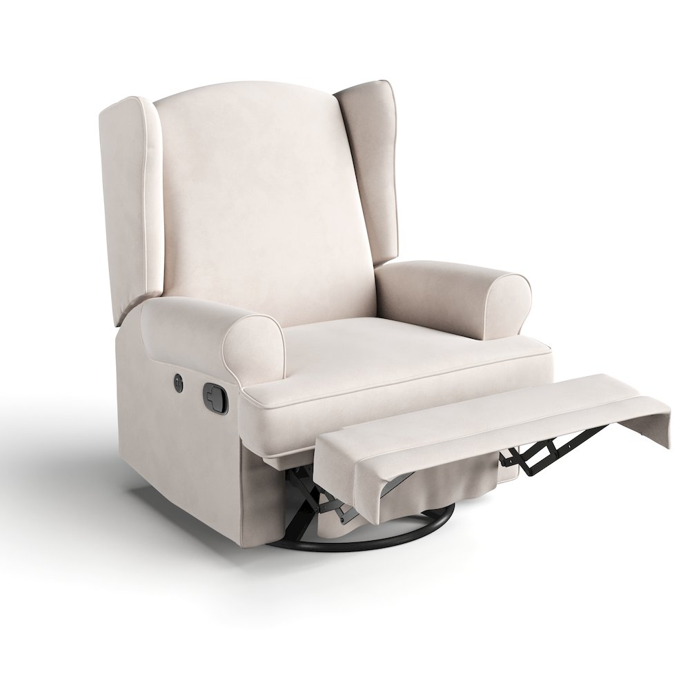 Storkcraft Serenity Wingback Upholstered Recliner Glider - Ivory. Picture 3