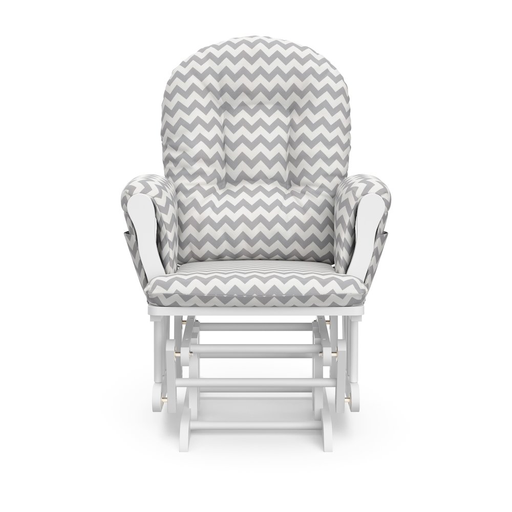 Storkcraft Hoop Glider and Ottoman - White with Gray Chevron. Picture 7