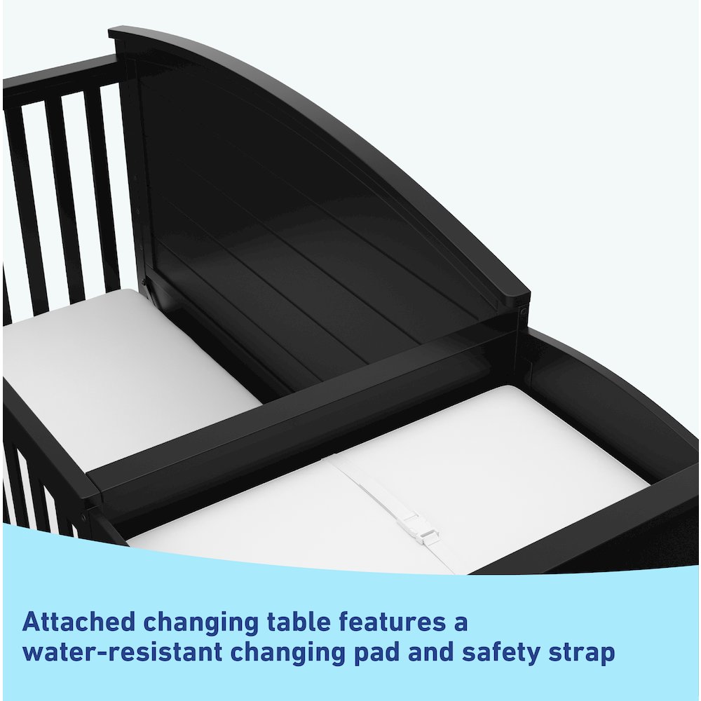 Graco Bellwood 5-in-1 Convertible Crib & Changer with Drawer (Black). Picture 4