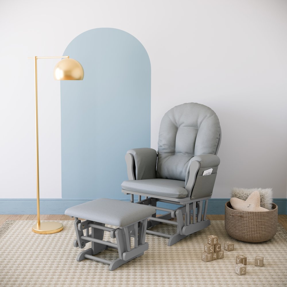 Storkcraft Hoop Glider and Ottoman - Pebble Gray with Light Gray. Picture 2