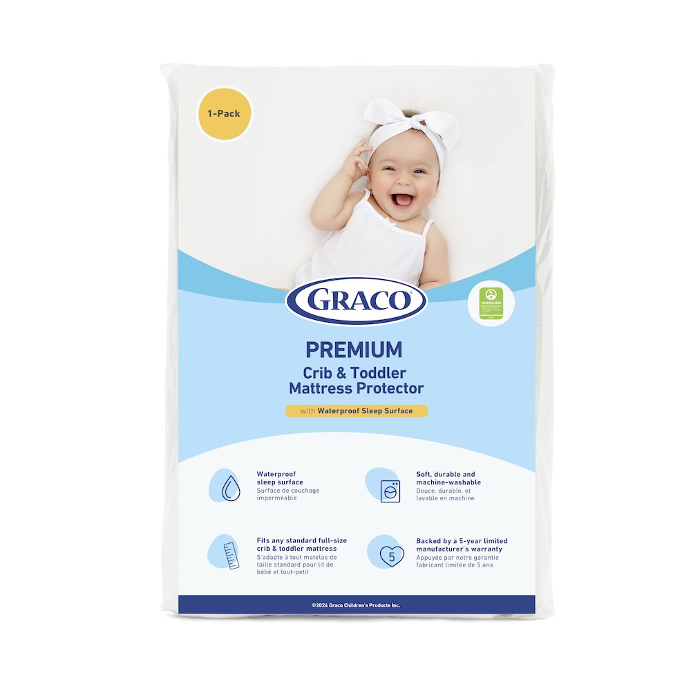 Graco Premium Waterproof Crib and Toddler Mattress Protector - 1 Pack. Picture 1