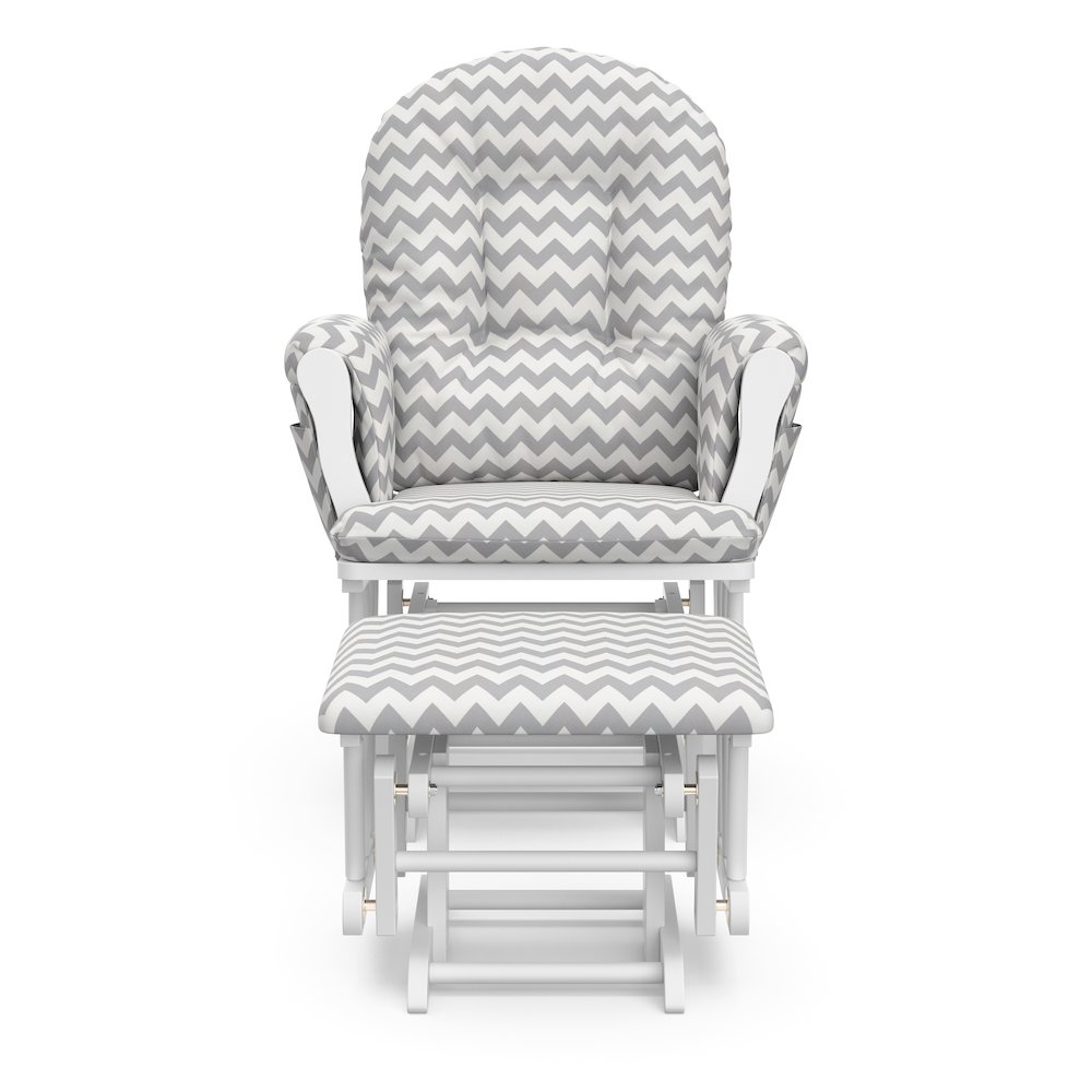 Storkcraft Hoop Glider and Ottoman - White with Gray Chevron. Picture 3