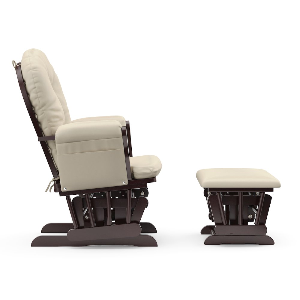 Storkcraft Hoop Glider and Ottoman - Espresso with Beige. Picture 4