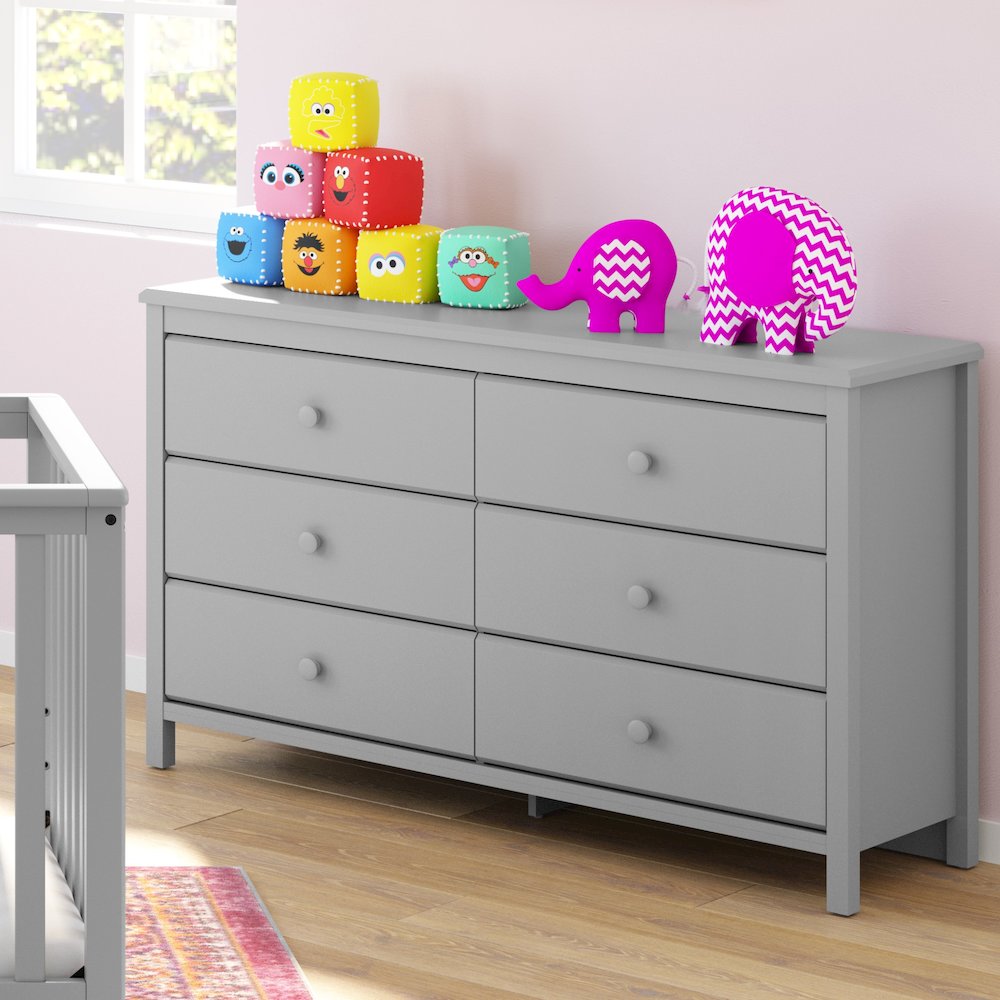 Storkcraft Alpine 6 Drawer Double Dresser (Pebble Gray). Picture 2