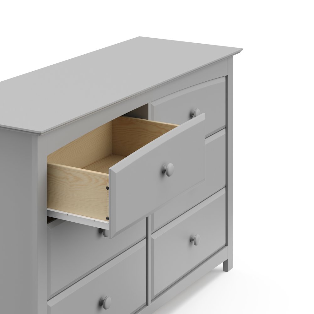 Kenton 6 Drawer Universal Double Dresser - Pebble Gray. Picture 6