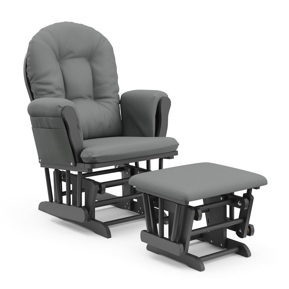 Storkcraft Hoop Glider and Ottoman - Gray with Gray. Picture 1